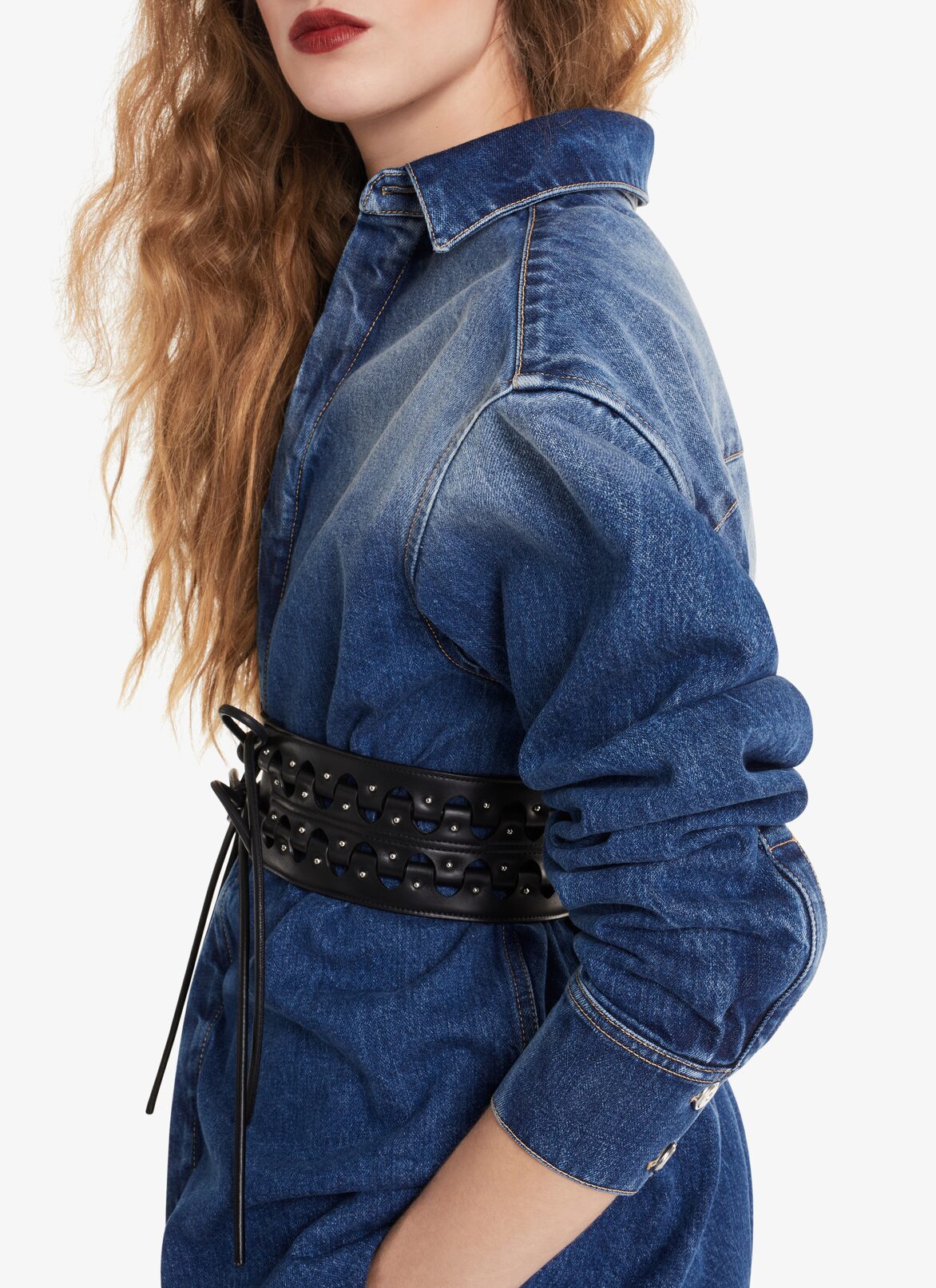 Washed denim skater skirt ALAÏA BLUE JEANS WASHED DENIM SKATER SKIRT